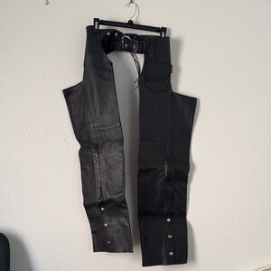 Black Leather Chaps with Silver Snaps